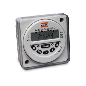 Timer Digital Diário E Semanal 20 Memórias 110-220Vca Rtstl-20 Com Bateria Coel