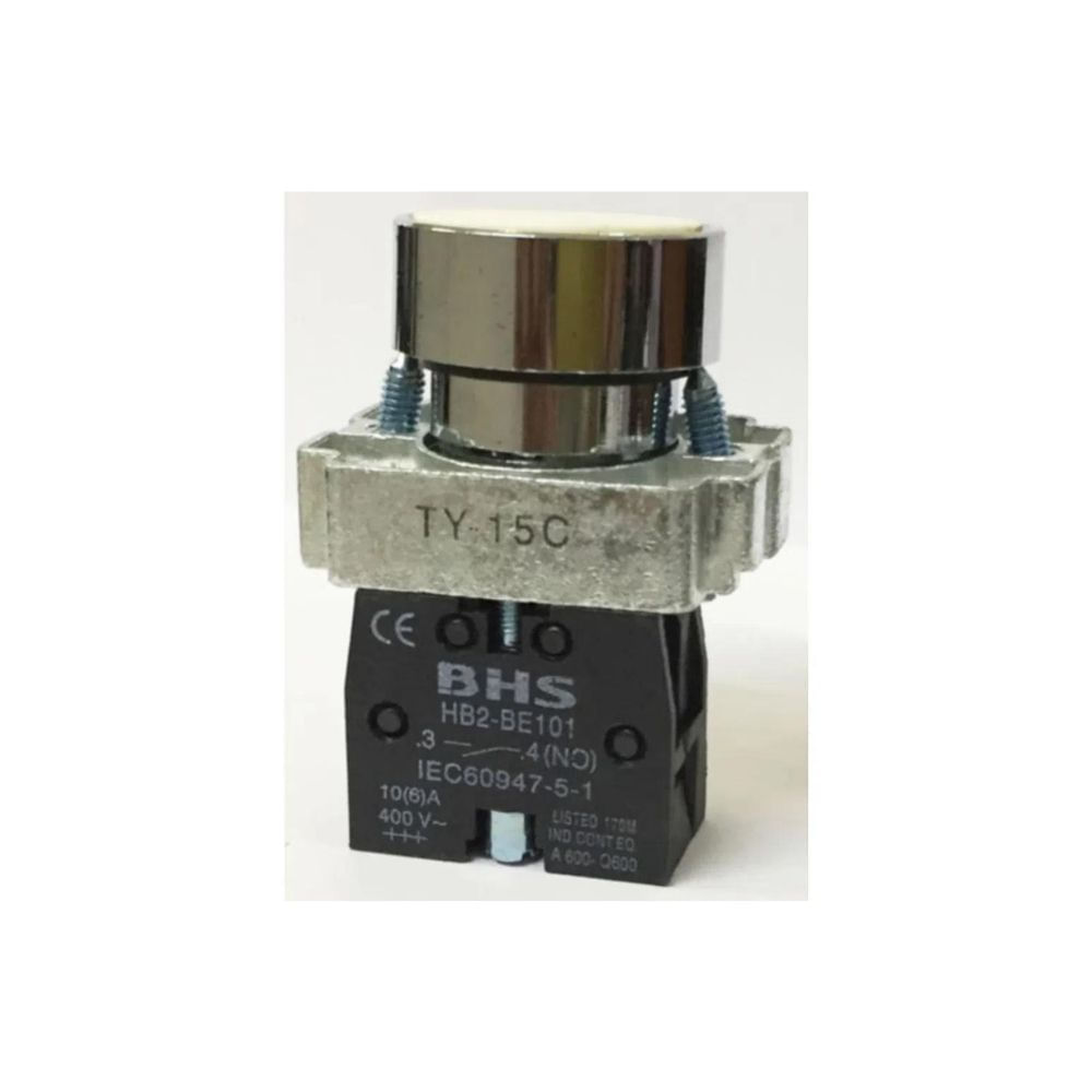 Botão 22Mm Hb2-Ba11 Branco 1Na Metal Bhs