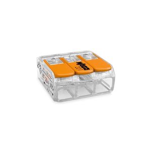 Conector De Emenda 3 Pólos Transparente Para Cabos 0,08 A 4,0Mm Flexível Ou Rígido Wago
