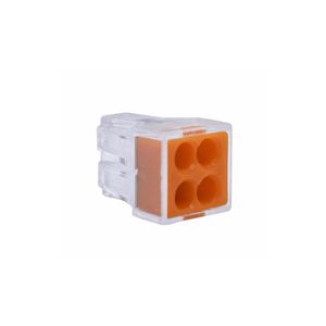 Conector De Emenda 4 Pólos Laranja Para Cabos 0,75 A 2,5Mm Semi-Rígido Ou Rígido Wago
