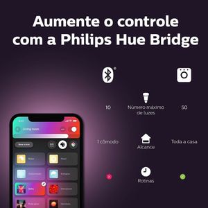Philips Hue Lâmpada 9W A60 E27 Inteligente Controlada Por Wifi E Bluetooth Philips