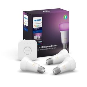 Kit 3 Philips Hue Starter Lâmpadas 9W 127V A60 E27 Com Central De Controle Bridge Inteligente Wifi E Bluetooth Philips