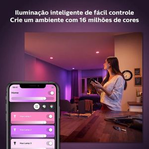 Kit 3 Philips Hue Starter Lâmpadas 9W 127V A60 E27 Com Central De Controle Bridge Inteligente Wifi E Bluetooth Philips