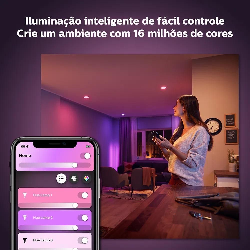 Kit 3 Philips Hue Starter Lâmpadas 9W A60 E27 Com Central De Controle  Bridge Inteligente Wifi E Bluetooth Philips| ANDRA