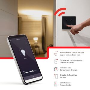 Conjunto Montado Interruptor 4x2 Touch Smart 2 Módulos Branco Steck