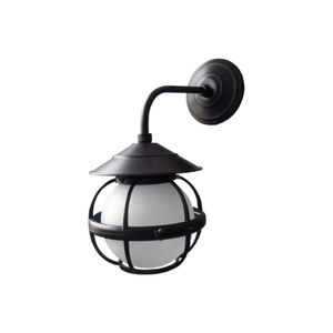 Arandela Alumínio 1XE-27 Preto Com Globo Liso Fosco Fm