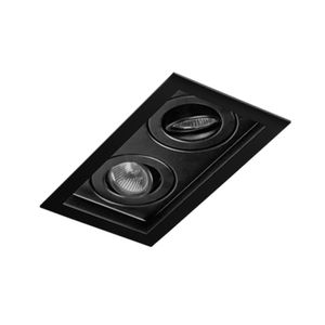 Luminária de Embutir Retangular Direcionável Para 2 Lâmpadas Dicróicas GU10 Preto Sura Revoluz