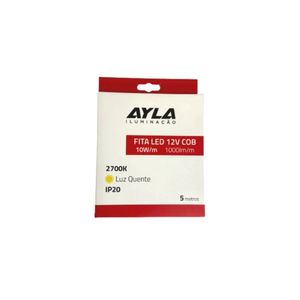 Fita LED 12V 10W/M 1000 Lúmens/M Interna IP20 - Rolo Com 5 Metros Ayla (COB)