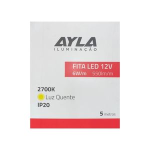 Fita LED 12V 6W/M 550 Lúmens/M Interna IP20 - Rolo Com 5 Metros Ayla