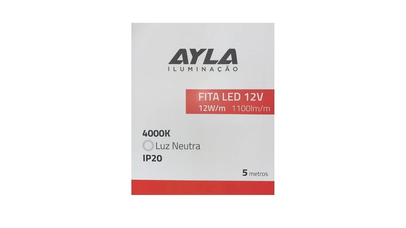 Fita Led 4000K Luz Neutra 14,4W Por Metro Externa 790 Lúmens Por Metro  Dimerizável Ip65 Ayla