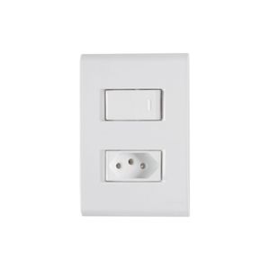 Conjunto Montado 1 Interruptor Simples E 1 Tomada 2P+T 10A Pb Branco Liz Tramontina