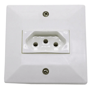 Conjunto Montado Tomada 2P+T 10A 250V Pb Branco Sistema T 3X3 Transmóbil