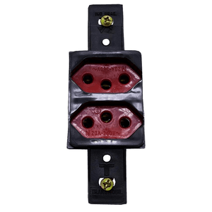 Módulo Tomada Dupla 2P+T 20A 250V Pb Face Vermelho Preto Transmóbil