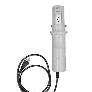 Mini Totem De Mesa Automático Para 1 Tomada 2P+T Pb E 2 Usb Cinza QTMov Dutotec