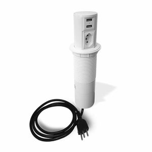 Mini Totem De Mesa Automático Para 1 Tomada 2P+T Pb E 2 Usb Branco QTMov Dutotec