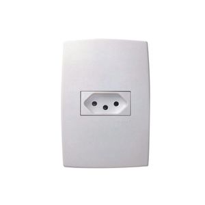 Conjunto Montado Tomada 2P+T 10A 250V Pb Branco Horizontal Para Plus Pial