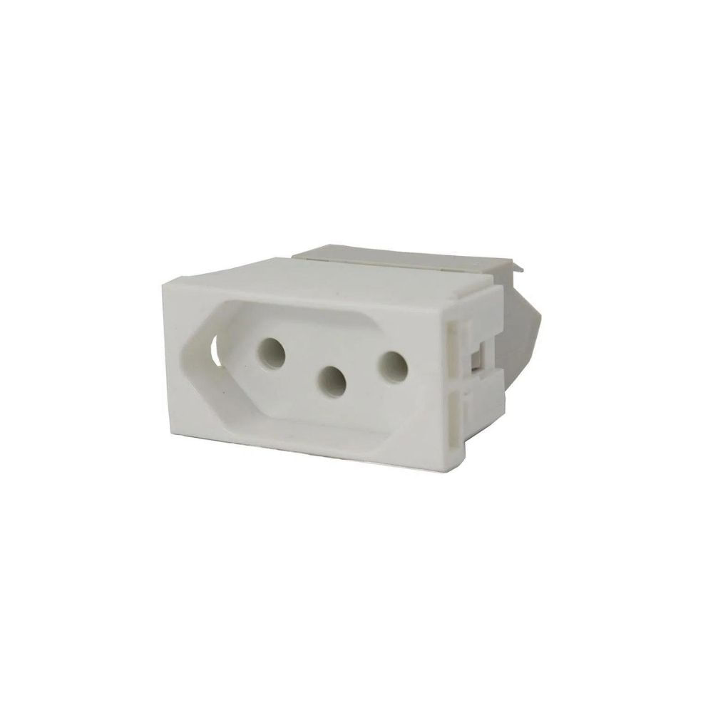 Módulo Tomada 2P+T 10A 250V Pb Branco Borne Automático Para Plus Pial