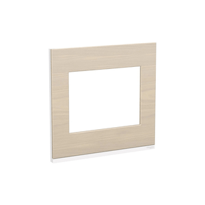 Placa 4X4 Para 6 Módulos Com Suporte Branco E Madeira Nórdica Orion Schneider