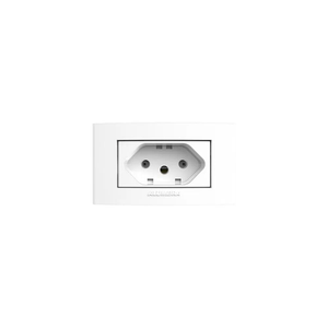 Conjunto Montado Tomada 2P+T 10A 250V Pb Para Móvel Branco Inova Pro Alumbra