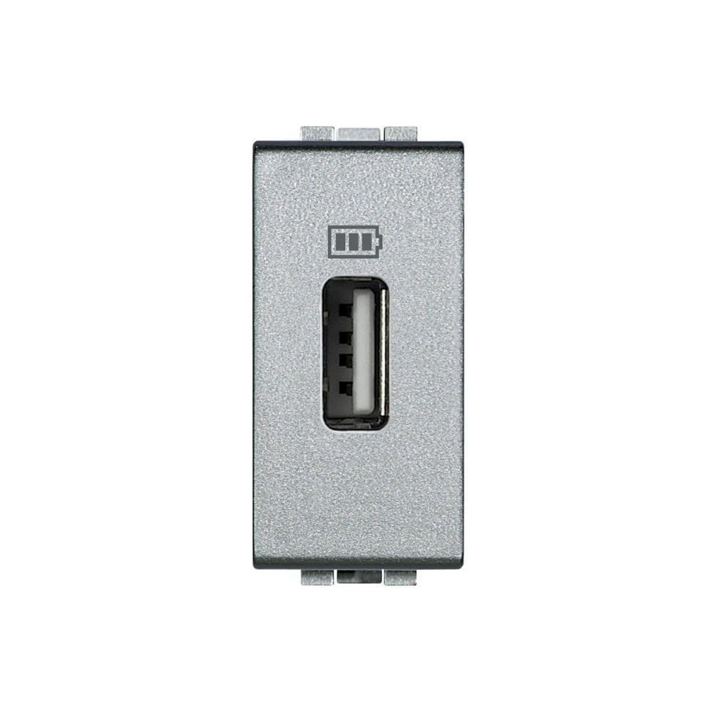 Módulo Tomada Carregador 1 Usb 1100Ma Prata Living Light Bticino