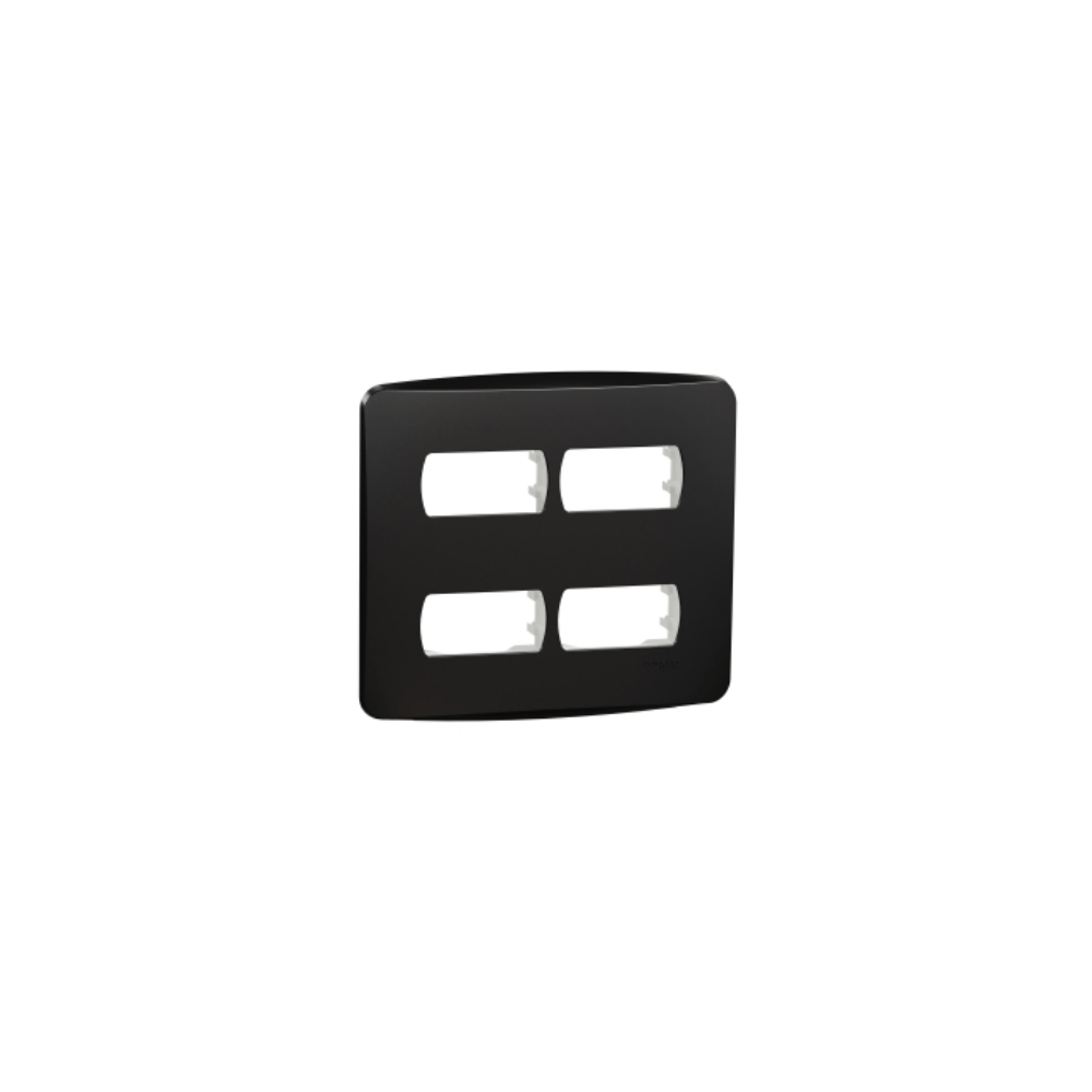 Placa 4X4 Para 4 Módulos Separados Com Suporte Preto Miluz S3B77444 Schneider