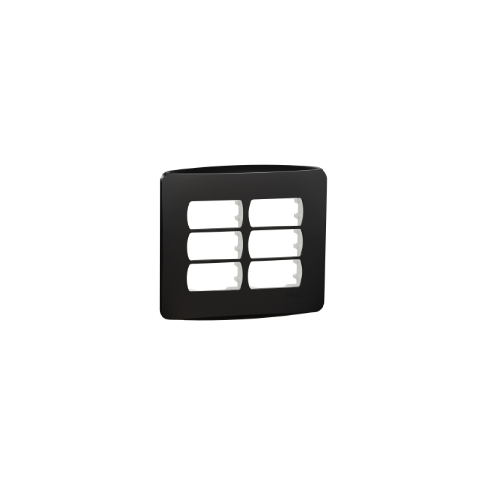 Placa Miluz 4x4 6 Postos Com Suporte Preta Schneider