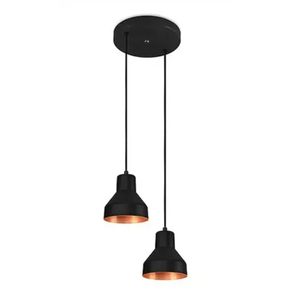 Pendente Para 2 Lâmpadas E-27 Preto/Cobre Viena Kin