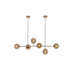 Pendente Para 6 Lâmpadas E-14 Metal/Vidro Âmbar Ortus Hevvy