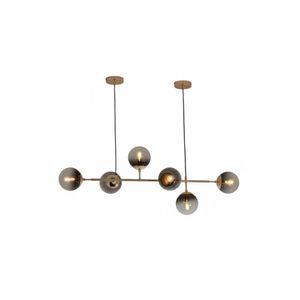 Pendente Para 6 Lâmpadas E-14 Metal/Vidro Preto/Dourado Ortus Hevvy
