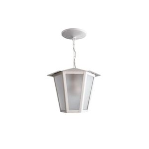 Pendente Colonial Sextavado em Aço Para 1 Lâmpada E-27 Médio Branco Ideal