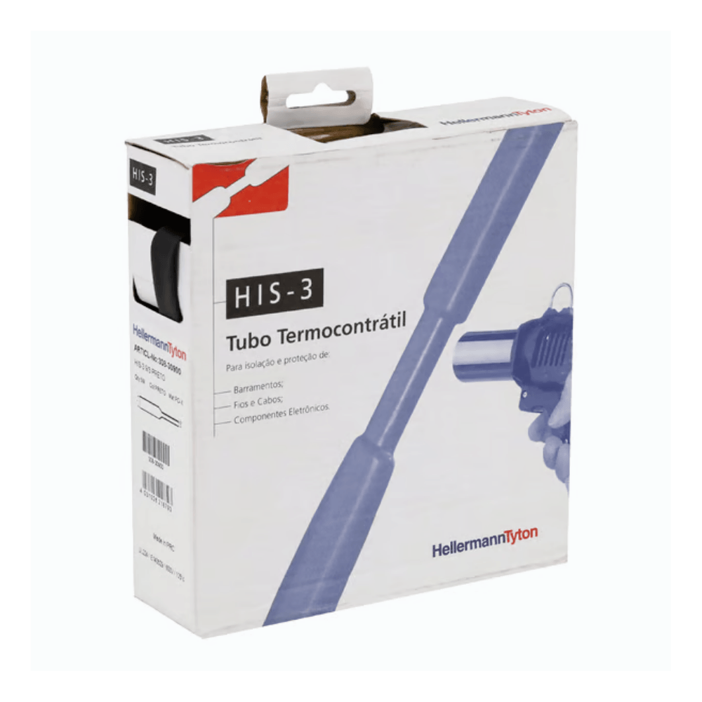 Tubo TermoContrátil His-3 12/4 1/2 Preto - Embalagem Com 5 Metros Hellermann