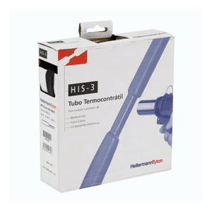 Tubo TermoContrátil His-3 6/2 1/4 Preto - Embalagem Com 5 Metros Hellermann