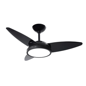 Ventilador De Teto 220V 3 Pás Clm Preto Led 3000K Lykan 1529 Tron