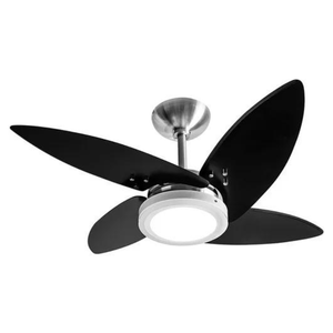 Ventilador De Teto 220V 4 Pás Clm Preto Led Azzam 1404 Tron