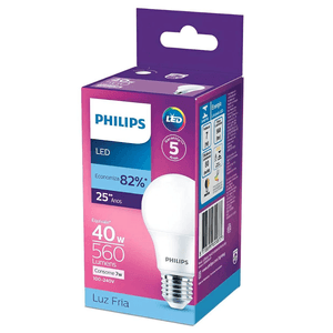 Lâmpada LED Bulbo E-27 Bivolt 7W 560 Lúmens A60 Philips