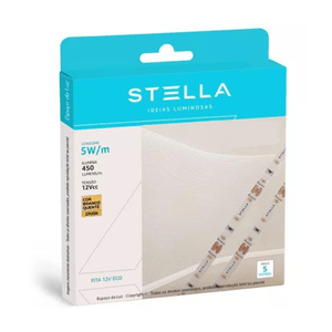 Fita LED Eco 12V 5W/M 450 Lúmens/M Interna IP20 - Rolo Com 5 Metros Stella