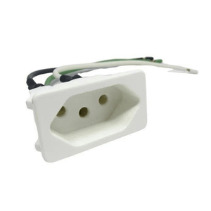 Tomada 2P+T 10A 250V PB Branco Faston Com Rabicho Margirius