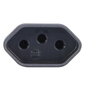 Tomada 2P+T 10A 250V PB Preto Com Rabicho Margirius