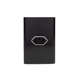 Conjunto Montado 4X2 Para 1 Tomada 2P+T 10A Horizontal Cromado Preto Brilhante Novara PB-1700/29 Dicompel