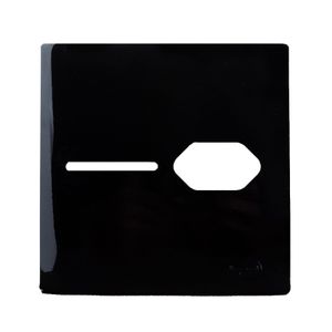 Placa 4X4 Para 1 Interruptor + Tomada Universal 2P + T Com Suporte Preto Brilhante Novara PB-1700/90 Dicompel
