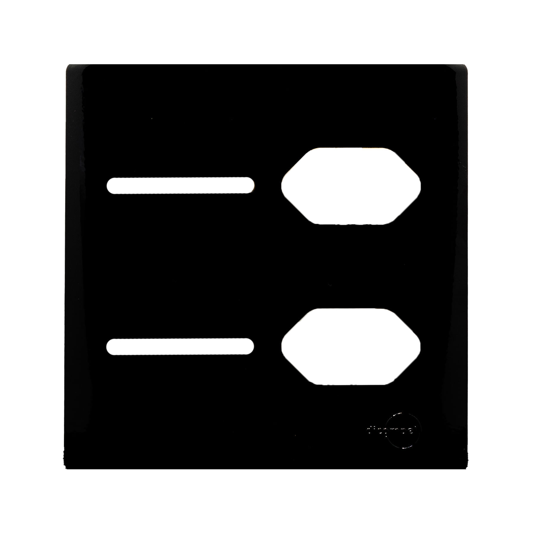 Placa 4X4 Para 2 Interruptores + 2 Tomadas Universais 2P + T Preto Brilhante Novara PB-1700/91 Dicompel