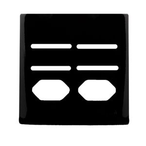 Placa 4X4 Para 4 Interruptores + 2 Tomadas Com Suporte Preto Brilhante Novara PB-1700/121 Dicompel