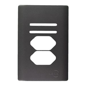 Placa 4X2 Para 2 Interruptores + 2 Tomadas Com Suporte Preto Grafite Novara DC-1600/192 Dicompel