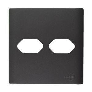Placa 4X4 Para 2 Tomadas Com Suporte Preto Grafite Novara DC-1600/58 Dicompel