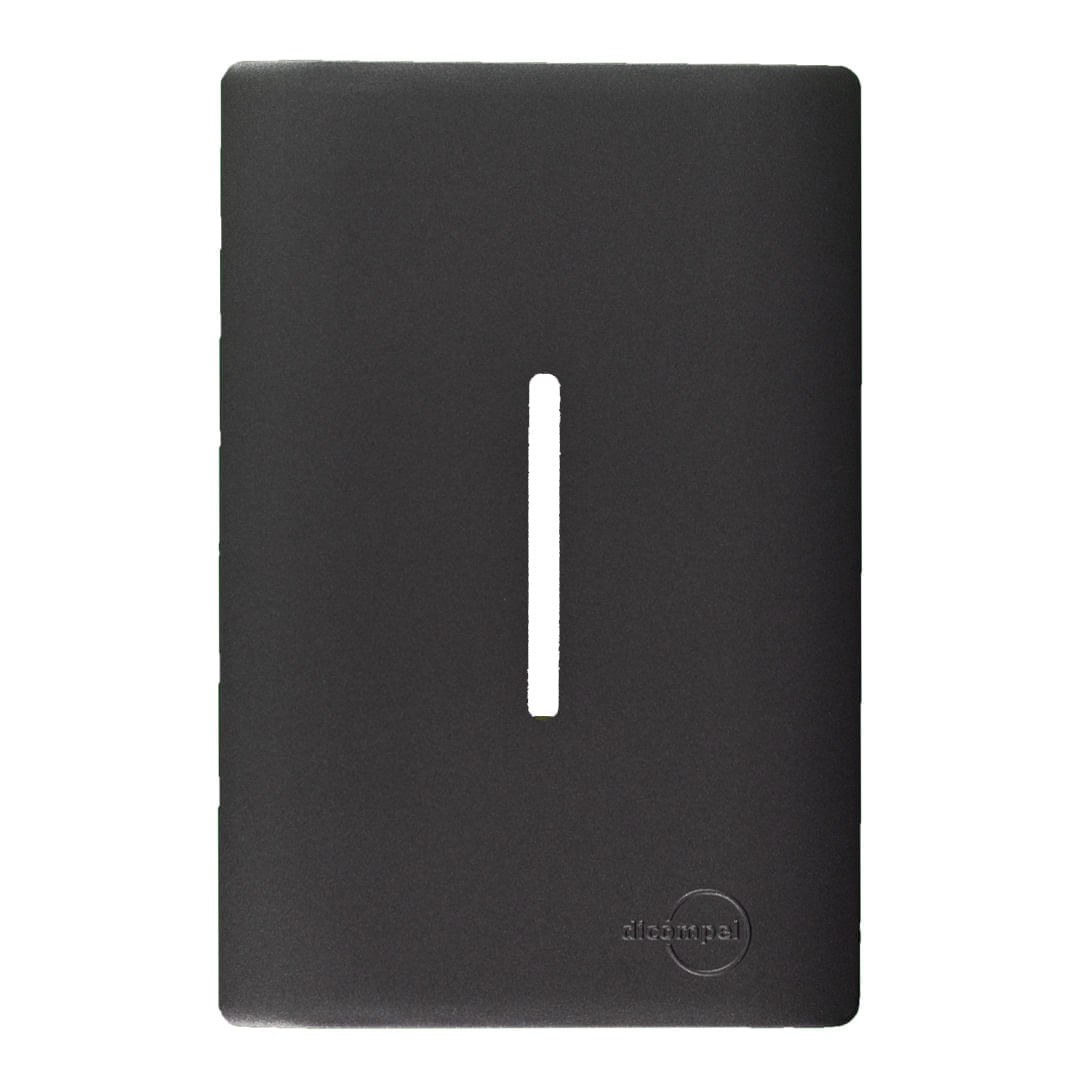 Placa 4X2 Para 1 Interruptor Vertical Com Suporte Preto Grafite Novara DC-1600/62 Dicompel
