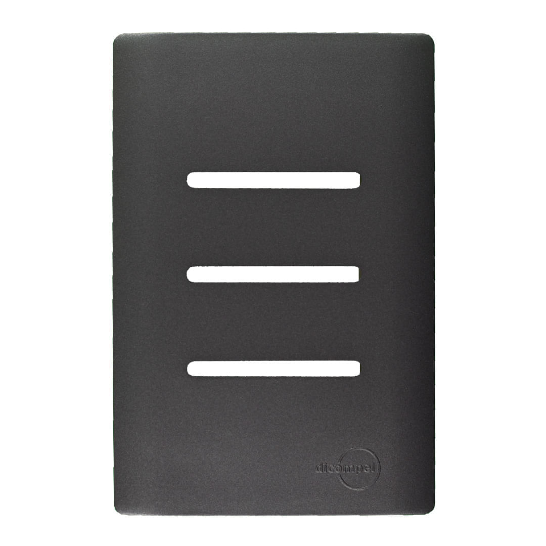 Placa 4X2 Para 3 Interruptores Horizontais Com Suporte Preto Grafite Novara DC-1600/65 Dicompel