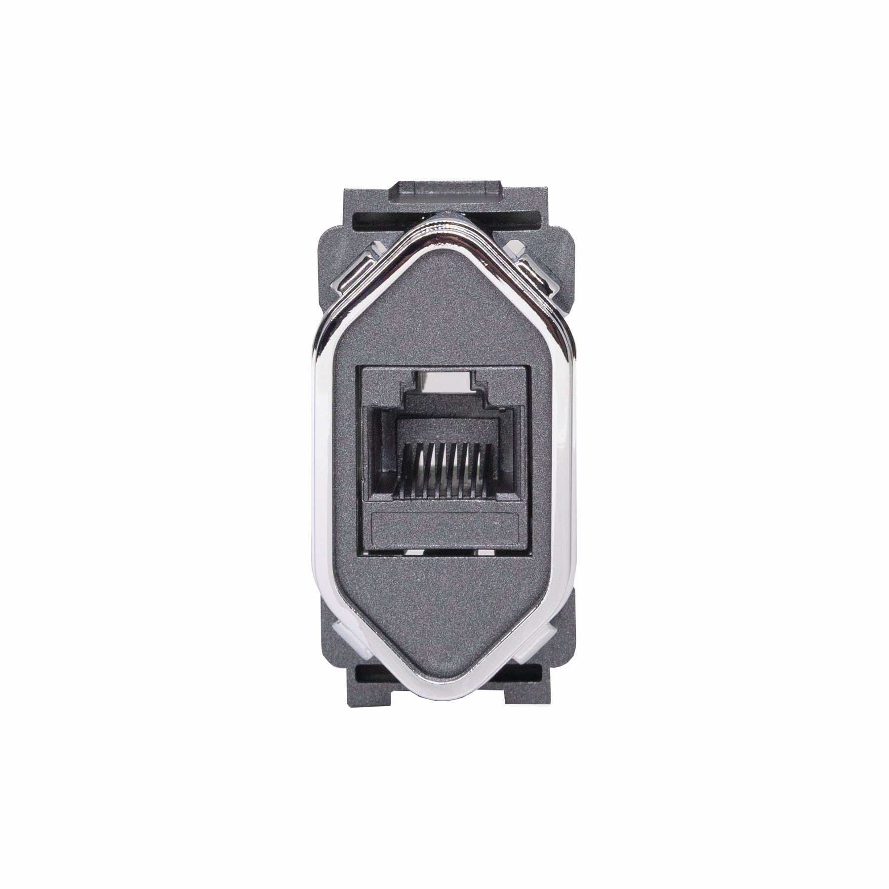 Módulo 1 Tomada Rj45 Preto Grafite Cromado Novara DC-1600/74 Dicompel