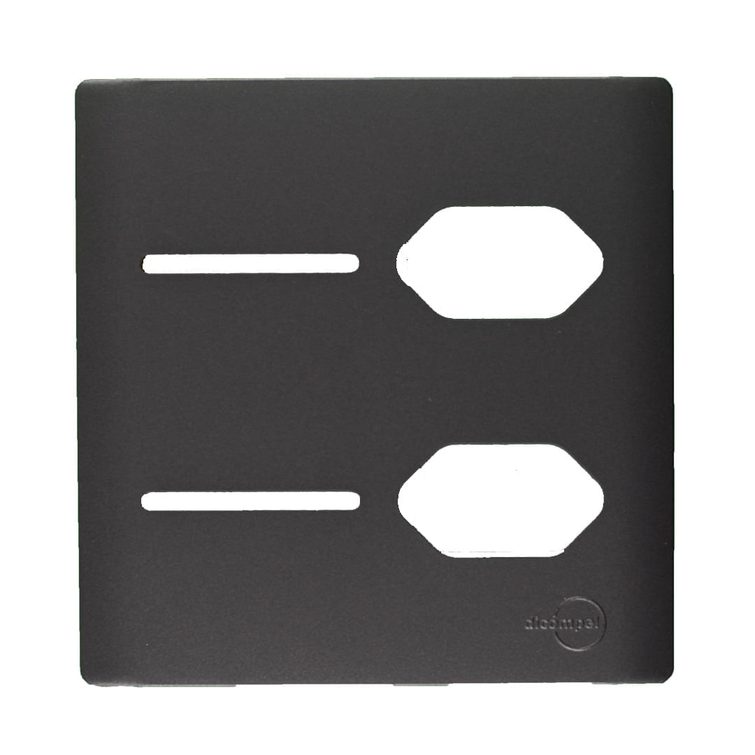 Placa 4X4 Para 2 Interruptores + 2 Tomadas Preto Grafite Novara DC-1600/91 Dicompel