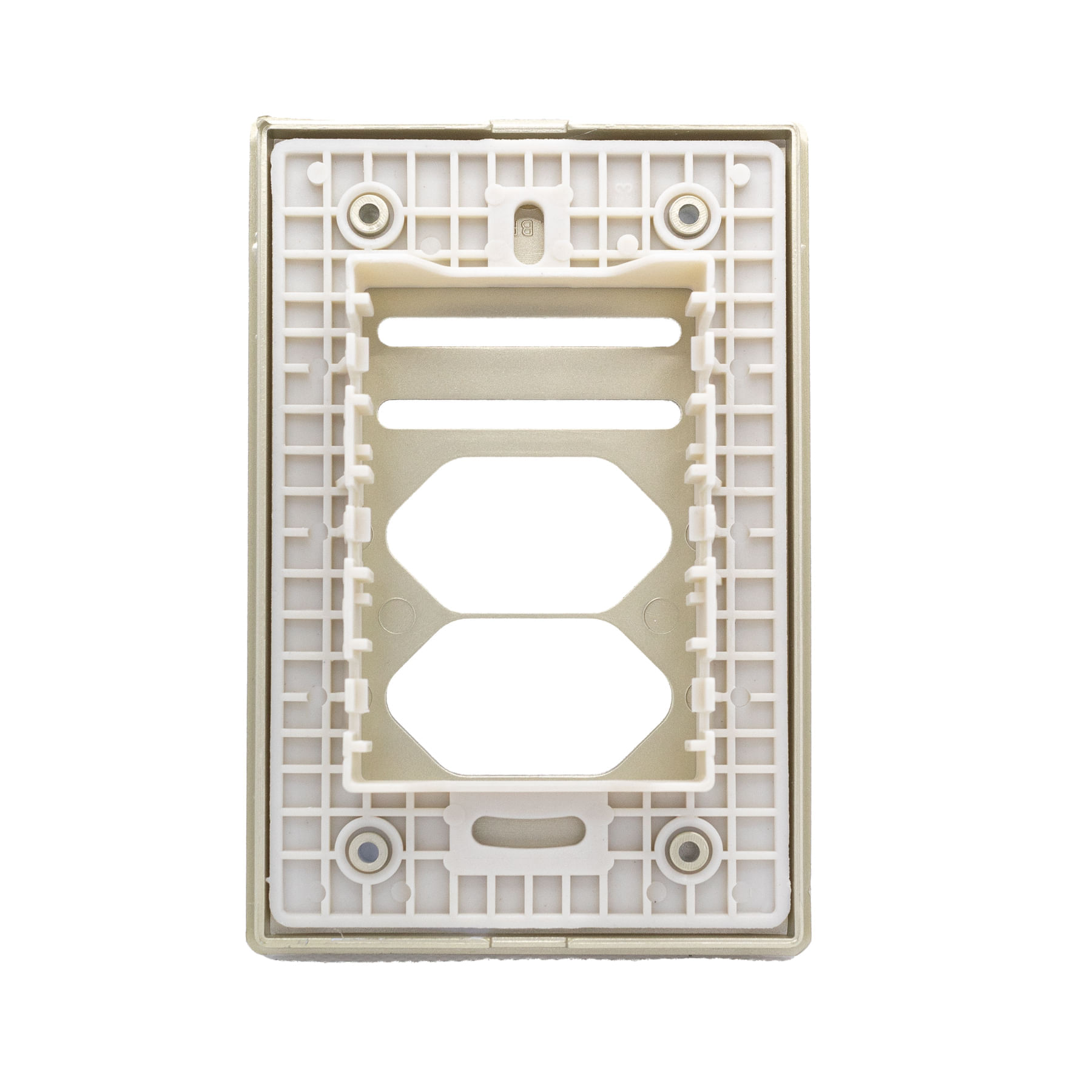 Placa 4X2 Para 2 Interruptores + 2 Tomadas Com Suporte Champanhe