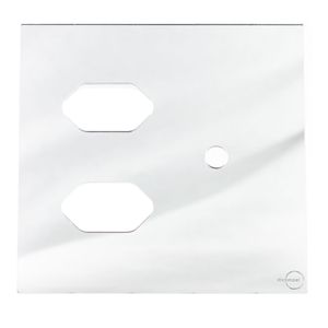Placa 4X4 Para 2 Tomadas + 1 Furo Com Suporte Espelhada Novara Glass GE-40000/45 Dicompel